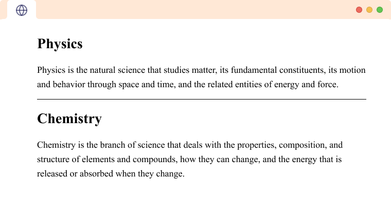 HTML Horizontal Rule separating sections HTML